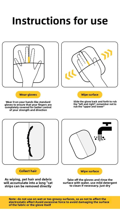 Pet Electrostatic Hair Removal Gloves Two-way Bristle Collection Cat Dog Hair Sticky Hair Artifact Pets Glove