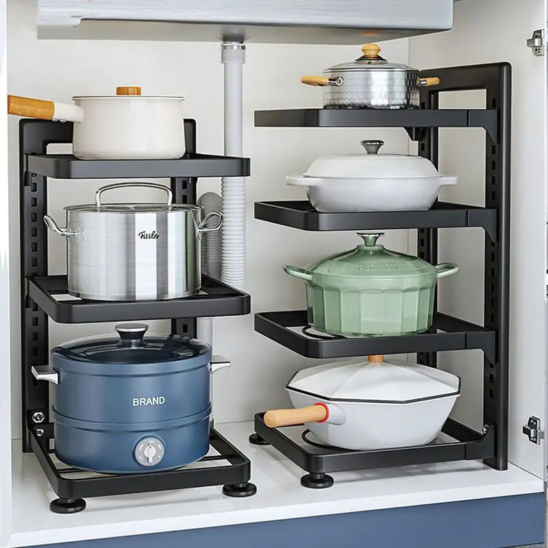 Stainless Steel Kitchen Organizer – Multi-Layer Shelves, Racks & Storage Cabinets