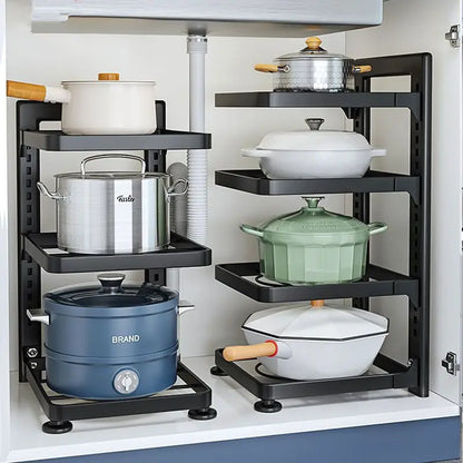 Stainless Steel Kitchen Organizer – Multi-Layer Shelves, Racks & Storage Cabinets