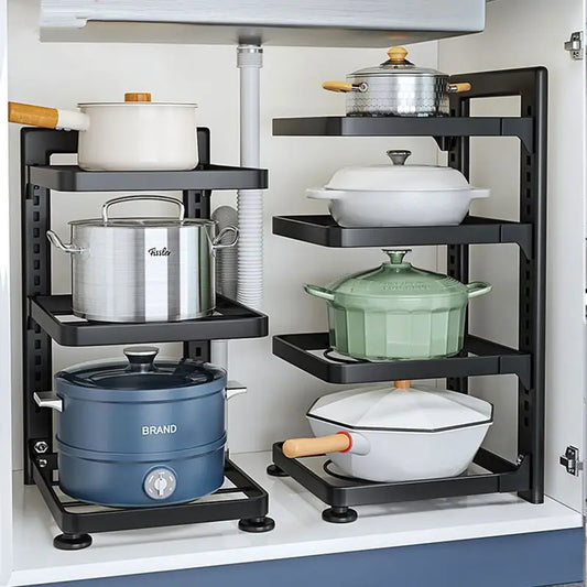 Stainless Steel Kitchen Organizer – Multi-Layer Shelves, Racks & Storage Cabinets