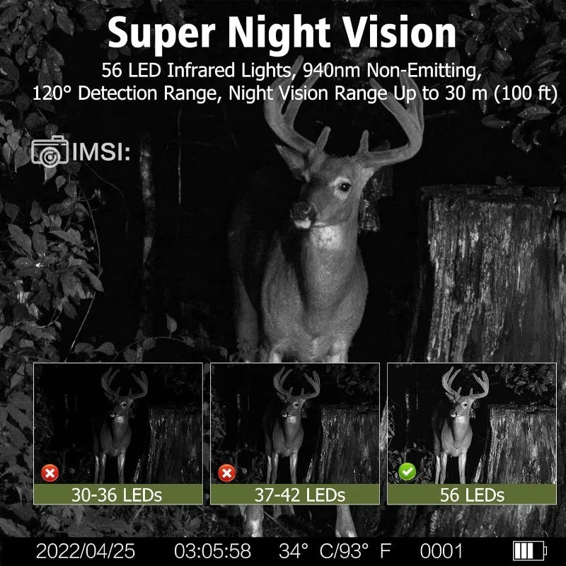 30MP 2K Solar Panel Hunting Camera Infrared Night Vision Monitoring Wildlife Trap Trail Camera Video Photo Recorder Cam