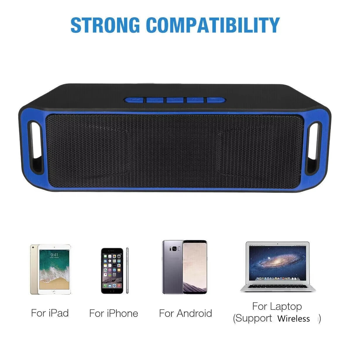 Portable Wireless Bluetooth speaker -compatible MP3 Player USB TF Card FM Radio Stereo Bass Subwoofer Outdoor Speaker