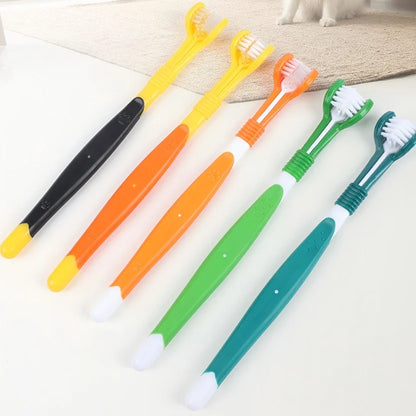 3-Sided Pet Toothbrush Dog Plastic Toothbrush Removing Bad Breath Tartar Cleaning Mouth Pet Dental Care Cat Cleaning Mouth
