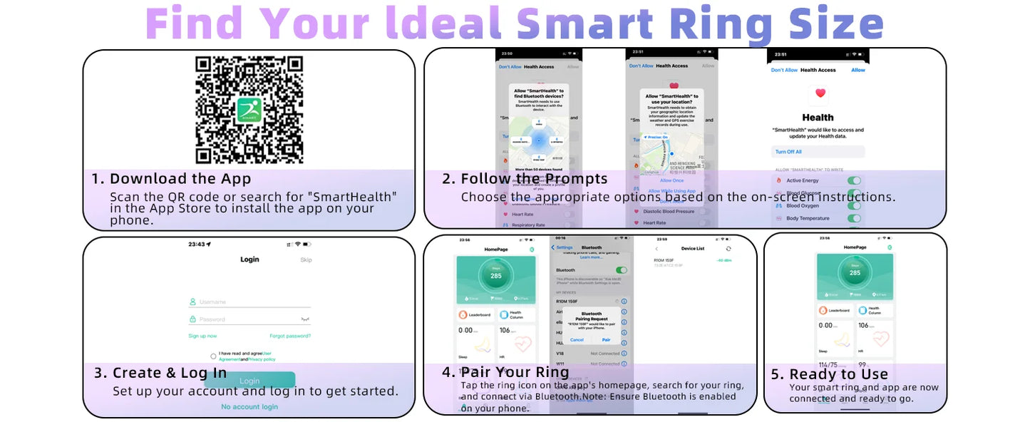 Smart Fitness Ring – Heart Rate, SpO₂, BP & Sleep Tracking for Men & Women