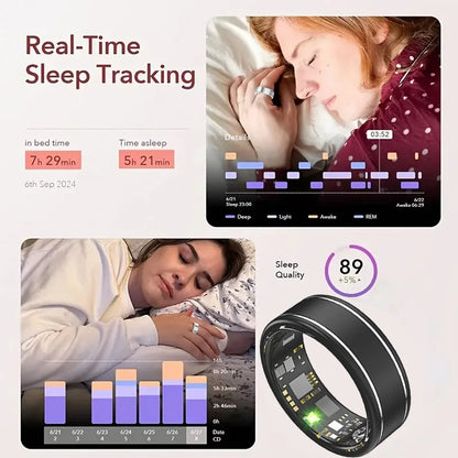 Smart Fitness Ring – Heart Rate, SpO₂, BP & Sleep Tracking for Men & Women
