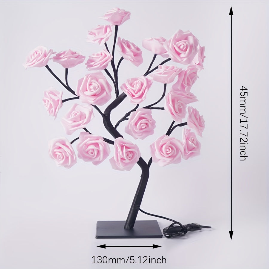 Shenzhi Tech Rose Tree LED Lamp – USB Powered Flower Night Light for Home, Desk, Christmas & Holiday Decor ✨🌹